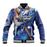 Marshall Islands Manit Day Baseball Jacket Grunge National Flag with Whales and Tribal Tattoos - Polynesian Pride