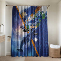 Marshall Islands Manit Day Bathroom Set Grunge National Flag with Whales and Tribal Tattoos - Polynesian Pride