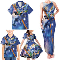 Marshall Islands Manit Day Family Matching Tank Maxi Dress and Hawaiian Shirt Grunge National Flag with Whales and Tribal Tattoos LT03 - Polynesian Pride