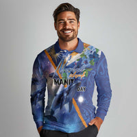 Marshall Islands Manit Day Long Sleeve Polo Shirt Grunge National Flag with Whales and Tribal Tattoos - Polynesian Pride