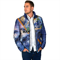 Marshall Islands Manit Day Padded Jacket Grunge National Flag with Whales and Tribal Tattoos - Polynesian Pride