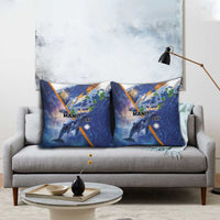 Marshall Islands Manit Day Pillow Cover Grunge National Flag with Whales and Tribal Tattoos - Polynesian Pride