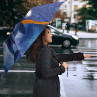 Marshall Islands Manit Day Umbrella Grunge National Flag with Whales and Tribal Tattoos - Polynesian Pride