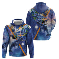 Marshall Islands Manit Day Zip Hoodie Grunge National Flag with Whales and Tribal Tattoos - Polynesian Pride