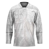 Samoan Culture-Lotu Tamaiti Hockey Jersey Siapo and Polynesian Art Tattoos LT03 Unisex White - Polynesian Pride