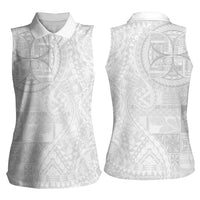Samoan Culture-Lotu Tamaiti Women Sleeveless Polo Shirt Siapo and Polynesian Art Tattoos - Polynesian Pride