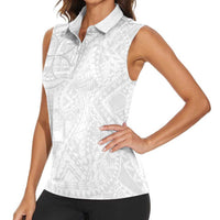 Samoan Culture-Lotu Tamaiti Women Sleeveless Polo Shirt Siapo and Polynesian Art Tattoos - Polynesian Pride