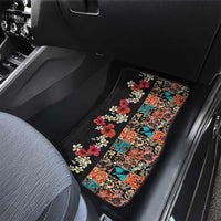 Hawaiian Hibiscus and Tropical Leaves Car Mats Patchwork Grunge Abstract Vintage Style