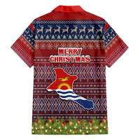 kiribati-christmas-family-matching-short-sleeve-bodycon-dress-and-hawaiian-shirt-coat-of-arms-and-map-beautiful-merry-xmas-snowflake