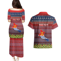 Personalised Kiribati Christmas Couples Matching Puletasi Dress and Hawaiian Shirt Coat of Arms and Map Beautiful Merry Xmas Snowflake LT03 - Polynesian Pride