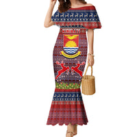 Personalised Kiribati Christmas Mermaid Dress Coat of Arms and Map Beautiful Merry Xmas Snowflake LT03 Women Red - Polynesian Pride