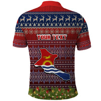 Personalised Kiribati Christmas Polo Shirt Coat of Arms and Map Beautiful Merry Xmas Snowflake LT03 - Polynesian Pride