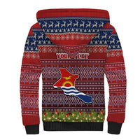 Personalised Kiribati Christmas Sherpa Hoodie Coat of Arms and Map Beautiful Merry Xmas Snowflake LT03 - Polynesian Pride