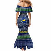 Tokelau Christmas Mermaid Dress Coat of Arms and Map Beautiful Merry Xmas Snowflake LT03 - Polynesian Pride