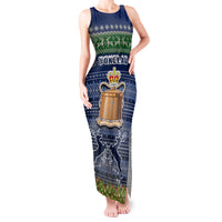 Tokelau Christmas Tank Maxi Dress Coat of Arms and Map Beautiful Merry Xmas Snowflake LT03 Women Blue - Polynesian Pride