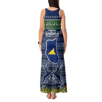 Tokelau Christmas Tank Maxi Dress Coat of Arms and Map Beautiful Merry Xmas Snowflake LT03 - Polynesian Pride