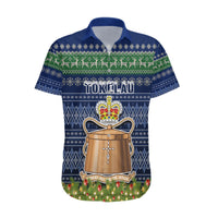 Personalised Tokelau Christmas Hawaiian Shirt Coat of Arms and Map Beautiful Merry Xmas Snowflake LT03 Blue - Polynesian Pride