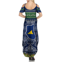 Personalised Tokelau Christmas Summer Maxi Dress Coat of Arms and Map Beautiful Merry Xmas Snowflake LT03 - Polynesian Pride