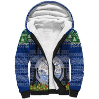 Personalised Marshall Islands Christmas Sherpa Hoodie Coat of Arms and Map Beautiful Merry Xmas Snowflake LT03 Unisex Blue - Polynesian Pride