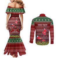 Personalised Wallis and Futuna Christmas Couples Matching Mermaid Dress and Long Sleeve Button Shirts Coat of Arms and Map Beautiful Merry Xmas Snowflake LT03 - Polynesian Pride