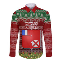 personalised-wallis-and-futuna-christmas-long-sleeve-button-shirt-coat-of-arms-and-map-beautiful-merry-xmas-snowflake