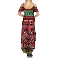 Personalised Wallis and Futuna Christmas Summer Maxi Dress Coat of Arms and Map Beautiful Merry Xmas Snowflake LT03 - Polynesian Pride