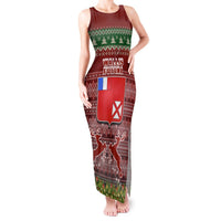 Personalised Wallis and Futuna Christmas Tank Maxi Dress Coat of Arms and Map Beautiful Merry Xmas Snowflake LT03 Women Red - Polynesian Pride