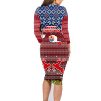 french-polynesia-christmas-family-matching-long-sleeve-bodycon-dress-and-hawaiian-shirt-coat-of-arms-and-map-beautiful-merry-xmas-snowflake
