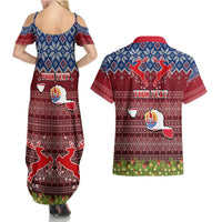 Personalised French Polynesia Christmas Couples Matching Summer Maxi Dress and Hawaiian Shirt Coat of Arms and Map Beautiful Merry Xmas Snowflake LT03 - Polynesian Pride