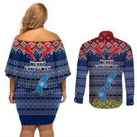 northern-mariana-islands-christmas-couples-matching-off-shoulder-short-dress-and-long-sleeve-button-shirts-coat-of-arms-and-map-beautiful-merry-xmas-snowflake