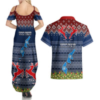 Personalised Northern Mariana Islands Christmas Couples Matching Summer Maxi Dress and Hawaiian Shirt Coat of Arms and Map Beautiful Merry Xmas Snowflake LT03 - Polynesian Pride