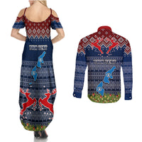 Personalised Northern Mariana Islands Christmas Couples Matching Summer Maxi Dress and Long Sleeve Button Shirts Coat of Arms and Map Beautiful Merry Xmas Snowflake LT03 - Polynesian Pride