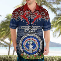 Personalised Northern Mariana Islands Christmas Hawaiian Shirt Coat of Arms and Map Beautiful Merry Xmas Snowflake LT03 - Polynesian Pride