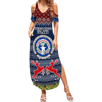 Personalised Northern Mariana Islands Christmas Summer Maxi Dress Coat of Arms and Map Beautiful Merry Xmas Snowflake LT03 Women Blue - Polynesian Pride