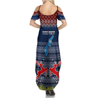 Personalised Northern Mariana Islands Christmas Summer Maxi Dress Coat of Arms and Map Beautiful Merry Xmas Snowflake LT03 - Polynesian Pride