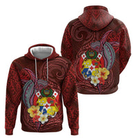 Tonga Humpback Whale Zip Hoodie National Seal with Hibiscus and Polynesian Tattoo LT03 - Polynesian Pride