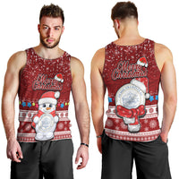 Palau Christmas Men Tank Top Snowman and Palau Coat of Arms Maori Tribal Xmas Style LT03 - Polynesian Pride