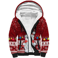 Palau Christmas Sherpa Hoodie Snowman and Palau Coat of Arms Maori Tribal Xmas Style LT03 Unisex Red - Polynesian Pride