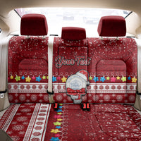 Personalised Palau Christmas Back Car Seat Cover Snowman and Palau Coat of Arms Maori Tribal Xmas Style
