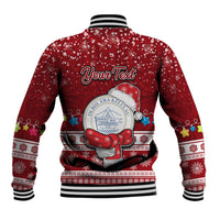 Personalised Palau Christmas Baseball Jacket Snowman and Palau Coat of Arms Maori Tribal Xmas Style LT03 - Polynesian Pride