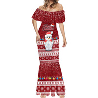 Personalised Palau Christmas Mermaid Dress Snowman and Palau Coat of Arms Maori Tribal Xmas Style LT03 - Polynesian Pride