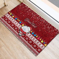Personalised Palau Christmas Rubber Doormat Snowman and Palau Coat of Arms Maori Tribal Xmas Style LT03 - Polynesian Pride