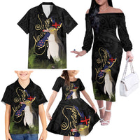 New Zealand Hoiho Family Matching Off The Shoulder Long Sleeve Dress and Hawaiian Shirt Maori Art Tattoo and Silver Fern LT03 - Polynesian Pride