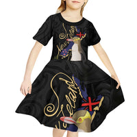 New Zealand Hoiho Kid Short Sleeve Dress Maori Art Tattoo and Silver Fern LT03 - Polynesian Pride