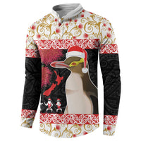 New Zealand Merry Christmas Button Sweatshirt Hoiho Xmas - Haka Dance and Pohutukawa