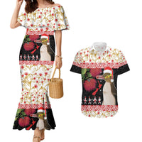 New Zealand Merry Christmas Couples Matching Mermaid Dress and Hawaiian Shirt Hoiho Xmas - Haka Dance and Pohutukawa LT03 White - Polynesian Pride