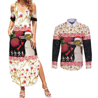 New Zealand Merry Christmas Couples Matching Summer Maxi Dress and Long Sleeve Button Shirt Hoiho Xmas - Haka Dance and Pohutukawa