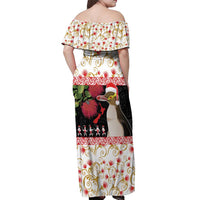 New Zealand Merry Christmas Off Shoulder Maxi Dress Hoiho Xmas - Haka Dance and Pohutukawa LT03 - Polynesian Pride