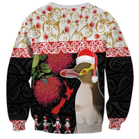 New Zealand Merry Christmas Sweatshirt Hoiho Xmas - Haka Dance and Pohutukawa