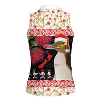 New Zealand Merry Christmas Women Sleeveless Polo Shirt Hoiho Xmas - Haka Dance and Pohutukawa
